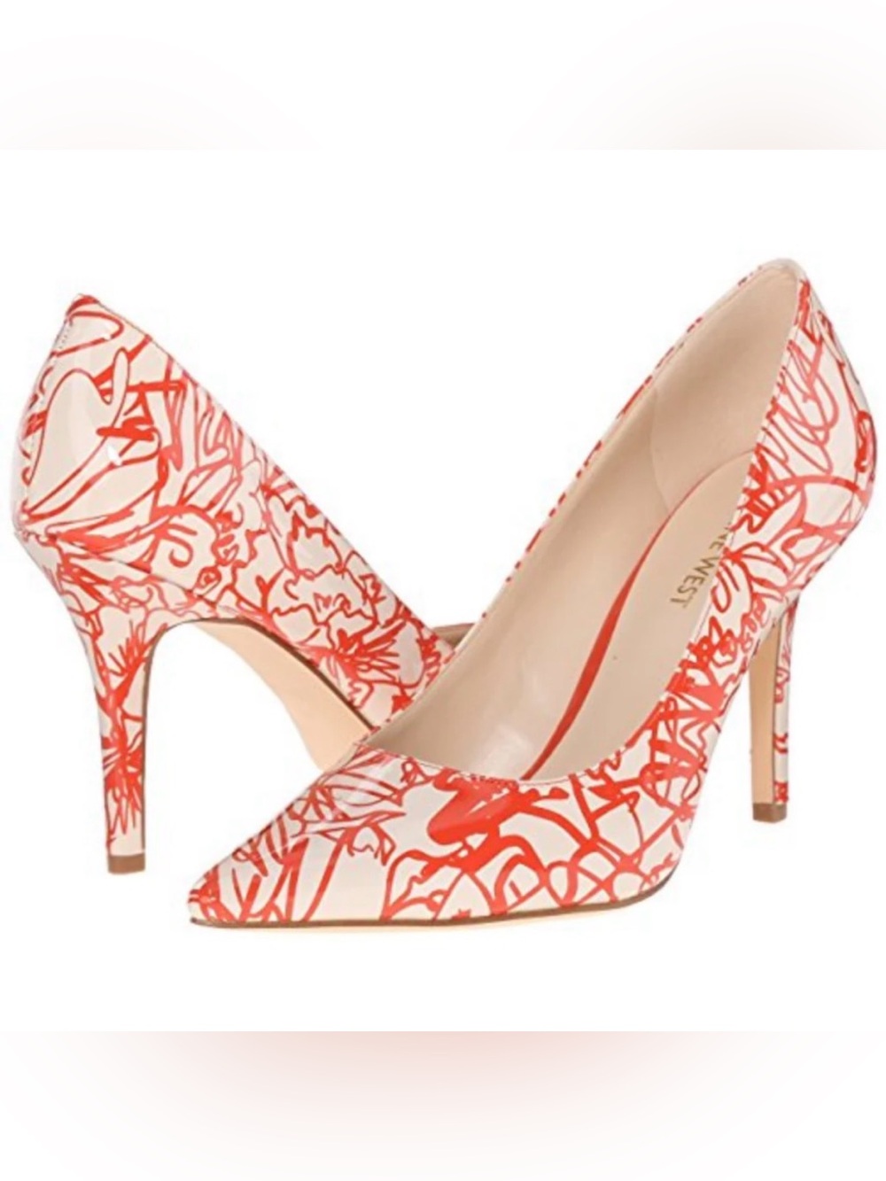 Nine West Jackpot Coral and Cream Pointed-Toe Pumps